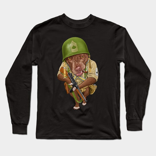 G. I. Pit Bull Terrier Long Sleeve T-Shirt by Motzart